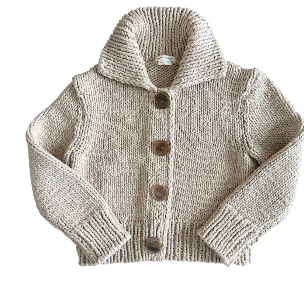VTG Marc Jacobs Italy Wool Cashmere Chunky Knit Cardigan Sweater Cream S